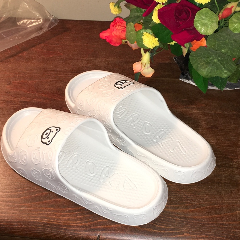 White Slide Sandals